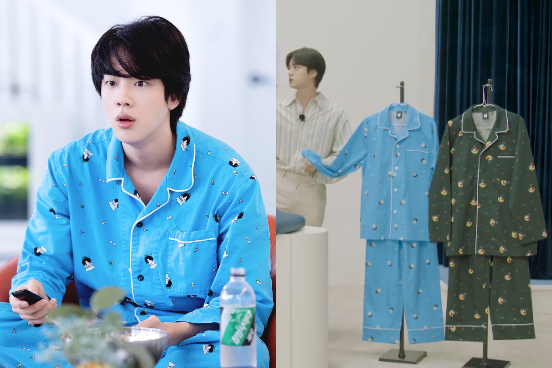 Jin PAJAMA set 아티스트 메이드 컬렉션 Kawaii Homewear Suit 여성 봄 여름 한국 잠옷 정장